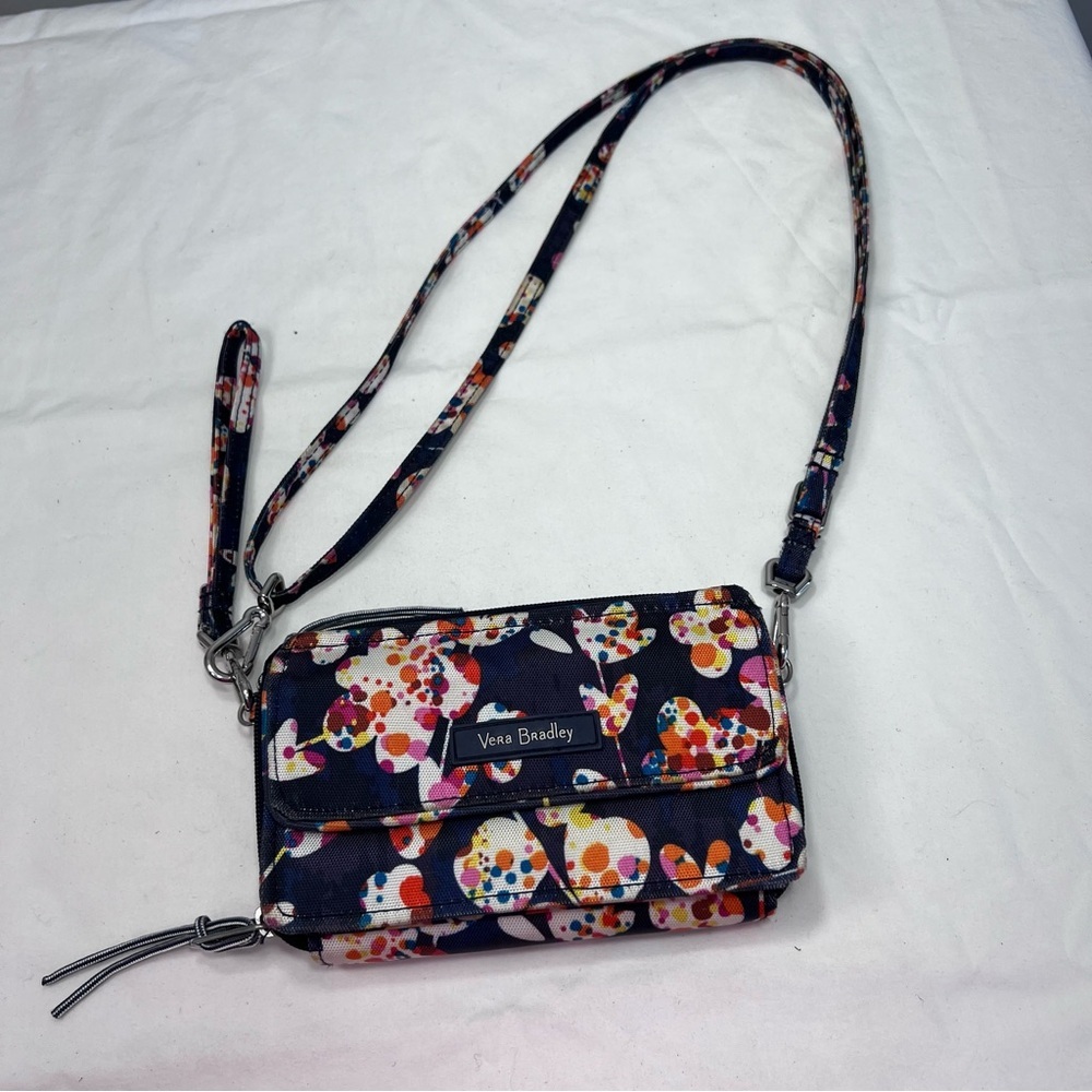 Vera Bradley rfid wallet purse crossbody cut vines lighten up splash dot